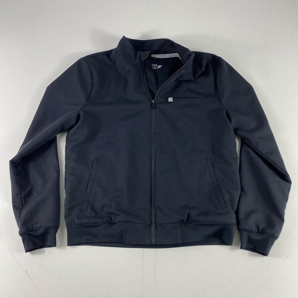 Fabletics Jacket Mens Medium Black Full Zip Bomber Athletic Lightweight Workout